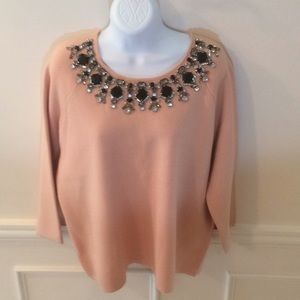 Ann Taylor pink Encrusted Sweater